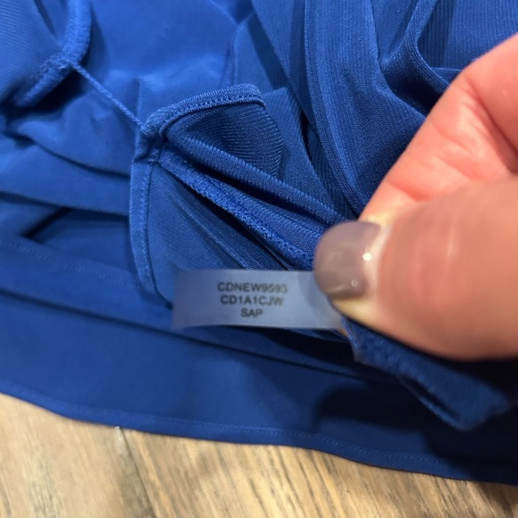 Calvin Klein Royal Blue One Shoulder Sequin Detail Cocktail Trapeze Dress Sz 4 - Picture 8 of 11